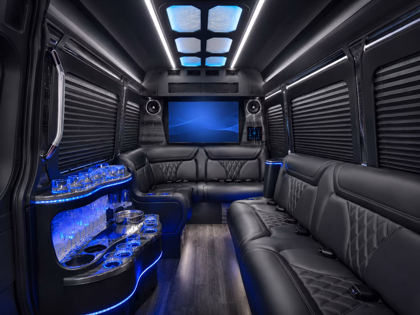 santa ana 40 passenger party bus inside